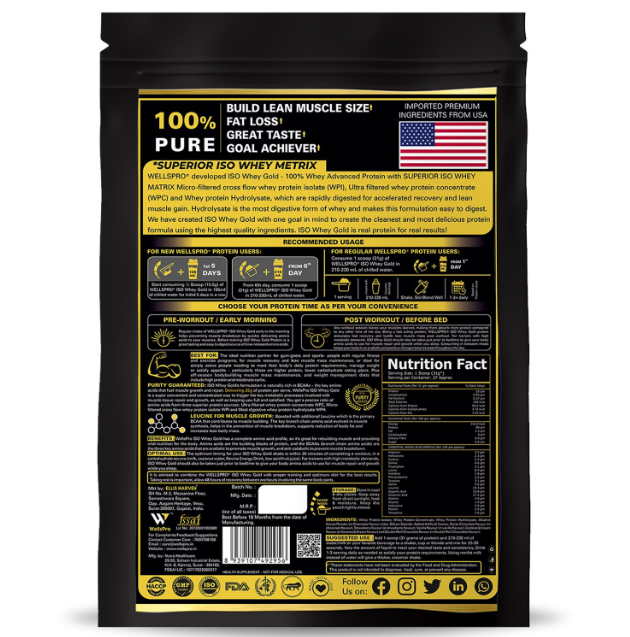 iso proteinWellspro Iso Whey Gold Protein Powder, Nutra Healthcare, 850 Gm